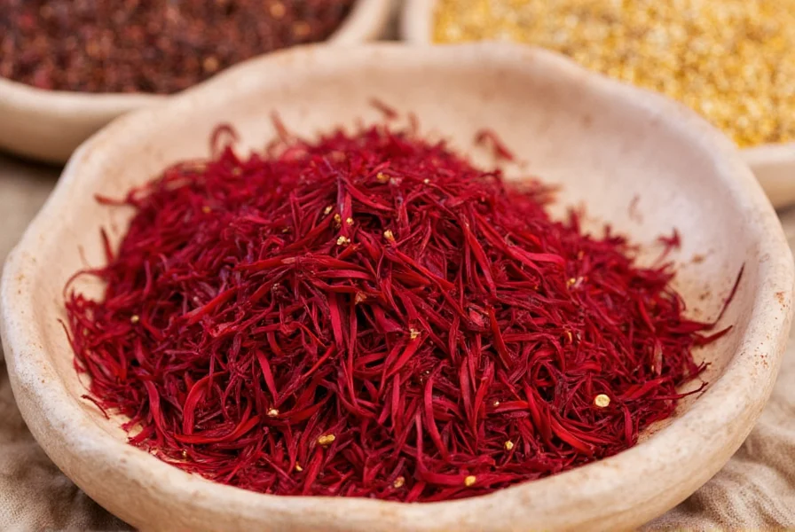 Close-up of saffron threads being hand-harvested from purple crocus flowers at dawn in a Persian field