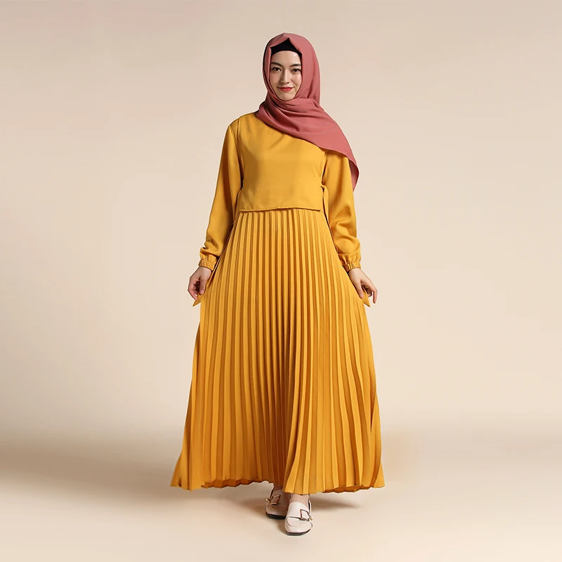 

fashionable long casual gamis abaya dresses malaysia clothing wholesale bohemian dress pleat dress, Pink, nude,blue, peach