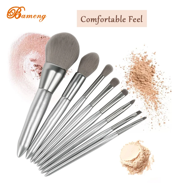 

8 PCS Makeup Brushes Premium Synthetic Foundation Powder Concealer Eye Shadows Makeup Brush Set, Silver