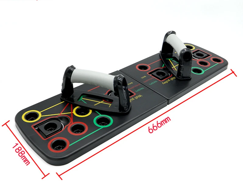 

Fitness Equipment Multifunction Chest Muscle Training Bracket Foldable Push Up Board Set with Pull Rope, Black,orange,green