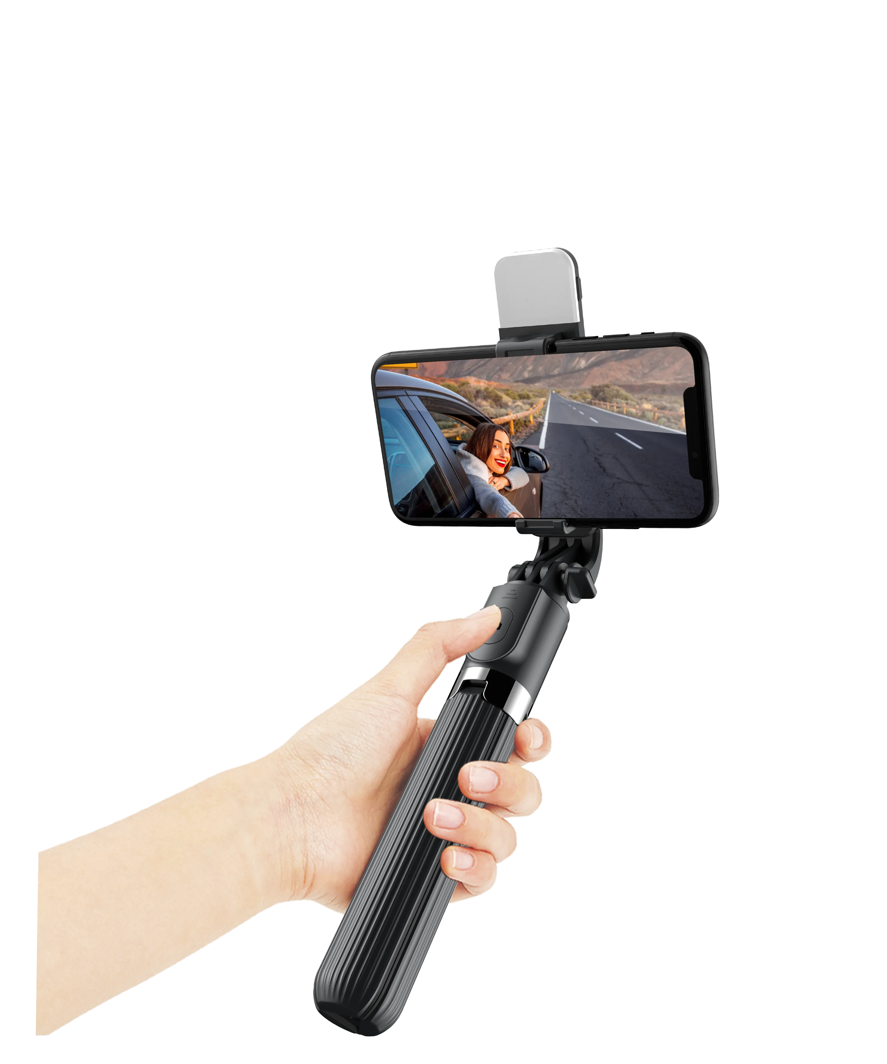 

mobile phone accessories L03S ringlight selfie stick with BT Adjustable camera selfie stick 360 tripod stand, Black/white