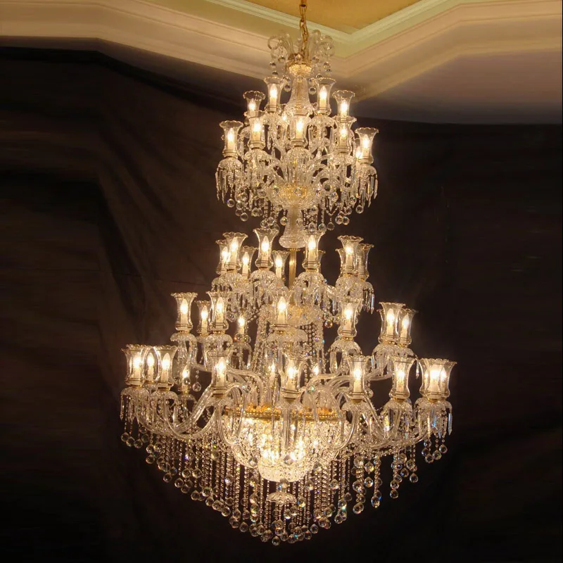 European hotel villa lighting decoration glass gold crystal modern chandeliers luxury