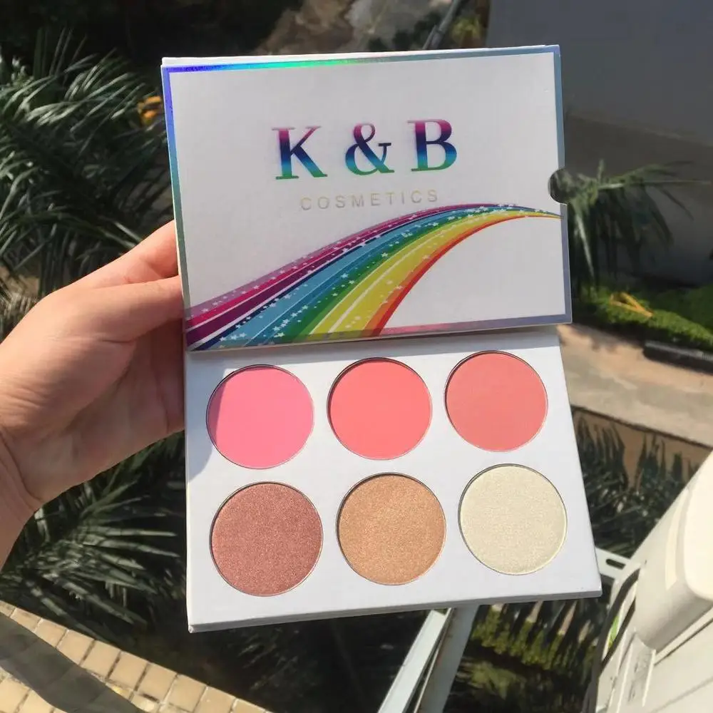 

Private Label Make Your Own Brand Blush Palette 6 Color Wholesale Make Up Powder OEM Custom Cardboard Blush Palette, 6 colors blush