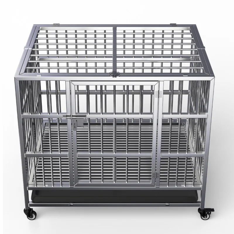 

Factory wholesale custom thickened stainless steel foldable large dog cage puppy kennel