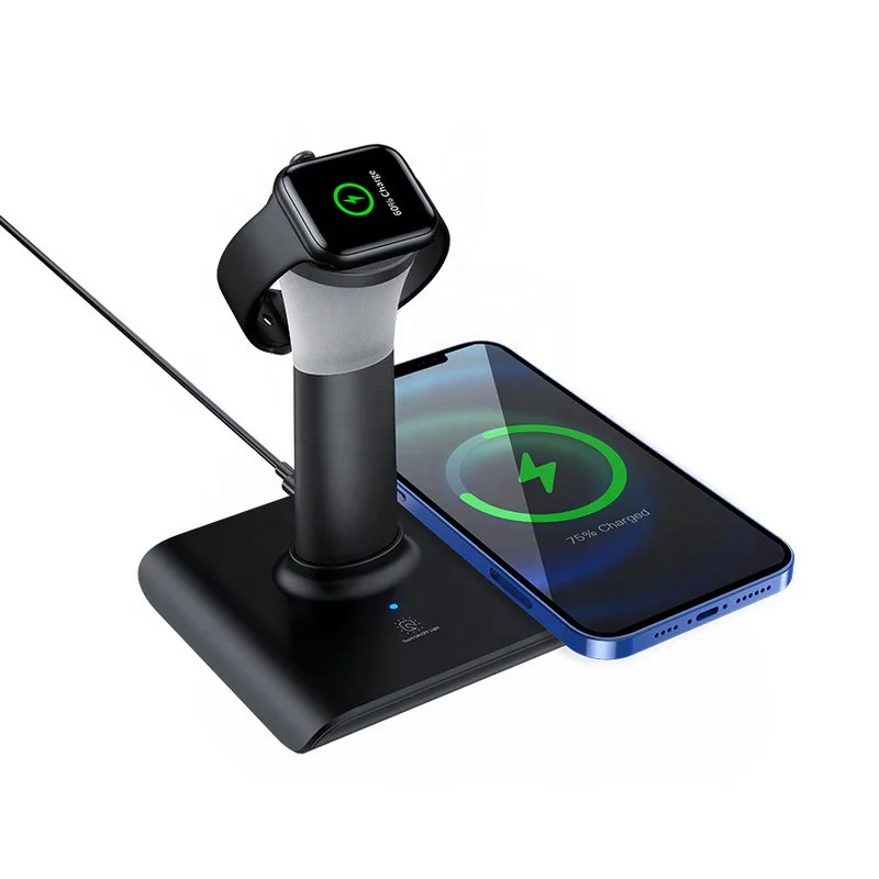 

Drop shipping 3 In 1 Wireless Charging Station QI 10W/15W Wireless Charger With LED Night Light For Mobile Phone For Apple Watch, White, black