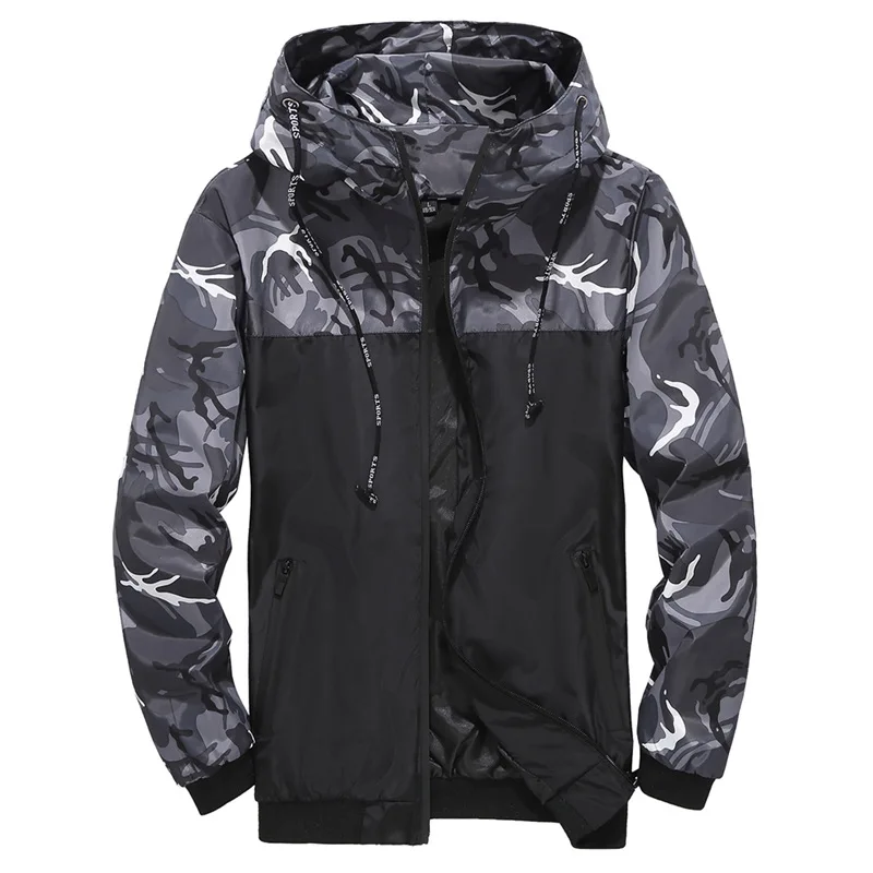 

Men Jacket Zipper New Brand Casual Camouflage Hooded Riding Jacket Fashion Men's Outwear Slim Fit High Quality Rain Jacket Male, Customized color