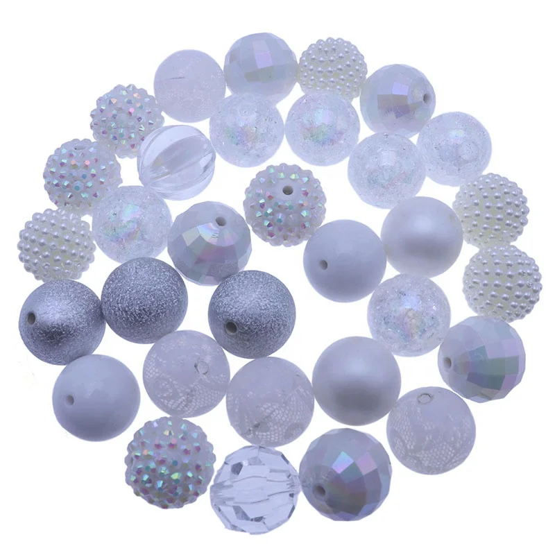 

Wholesale Fashion Bubblegum 20mm 100Pcs Chunky Randomly Combined Mixed White Clear Acrylic Beads 8 to 10 Styles For Necklace, Mixed,white, ivory, pink, green, blue, black, brown etc.acrylic beads