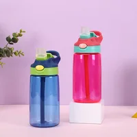 

single wall plastic sport bottle with straw 2019 Plastic water bottle children school