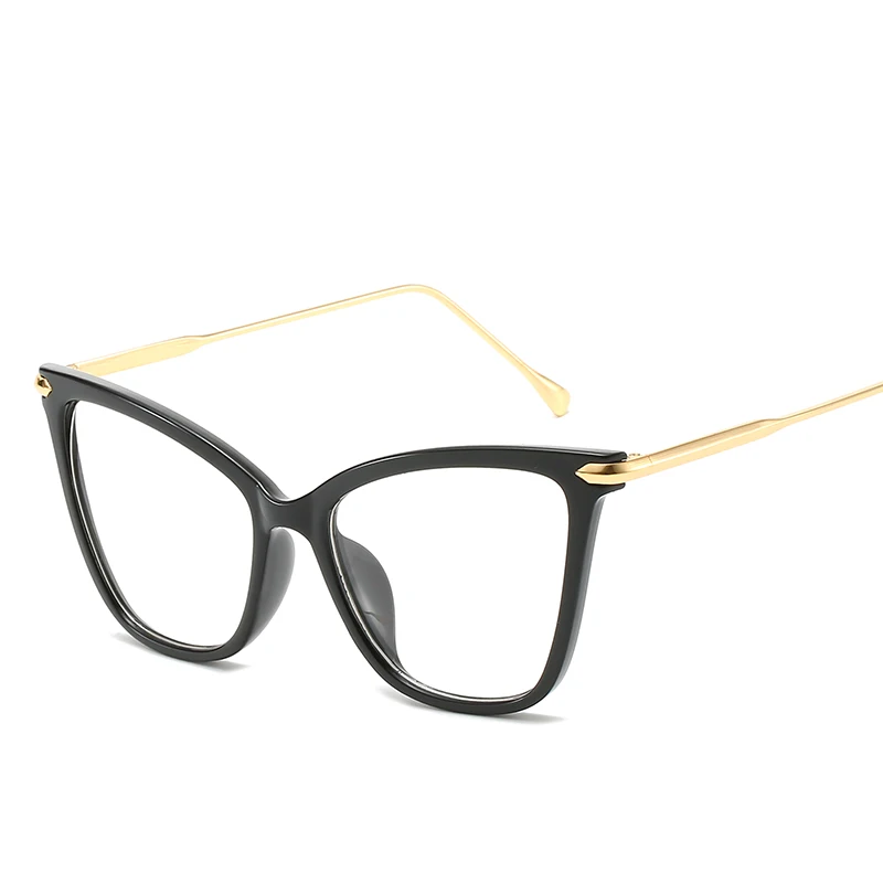 

2019 Fashion Cat Eye Glasses Frame for Women and Metal Leg Transparent Myopia Optical Custom Blue Light Blocking Glasses Min 200
