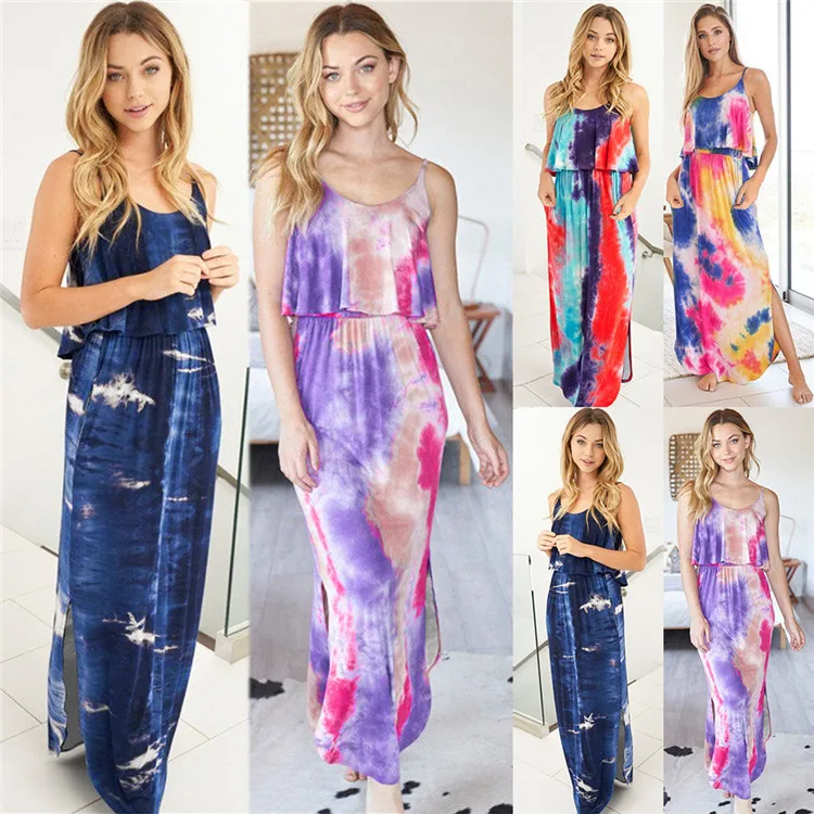 

D96939 woman clothes 2021 trending summer new dress sexy tie-dye sleeveless ladies casual dresses