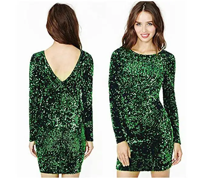 

WW-1242 Dress Sequins Perspective Backpack Buttocks Tight Pncil Skirt Sequin See Through Tight Dress Night Sexy, Customized color