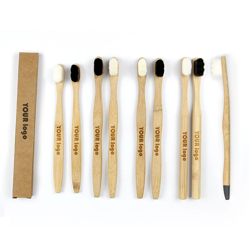

Accept custom logo bamboo toothbrush 10000 bristles bamboo toothbrush biodegradable soft bristle with charcoal 10000 bristles, Natural bamboo color