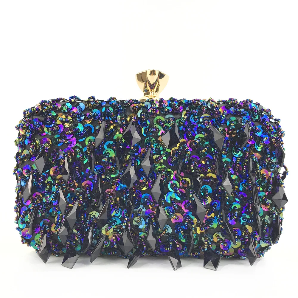 

Fashion luxury ladies crystal sequin evening clutch wedding bags women purses handbag, 7 colors