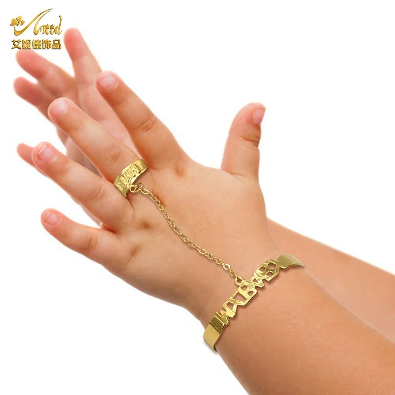 

Children Toddler 18K Infant Baby Custom Kids Gold Plated Jewelry Children Charm Pour Enfants Bracelet Adjustable Bangle