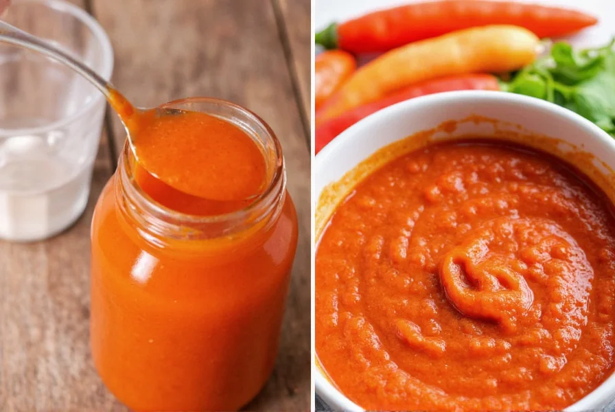 Close-up of homemade cayenne pepper sauce in glass bottle with fresh cayenne peppers and vinegar