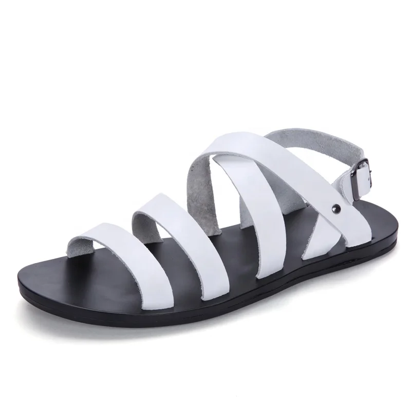 

Men's Two-Layer Leather Casual Fashion Sandals Lightweight Non-Slip Beach Shoes Sweat-Absorbent Soft Sandals