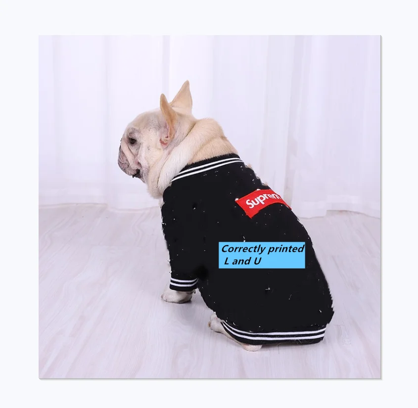 

L And S Brand Joint Design Autumn Fashion Brand Pet Baseball Shirt Luxury Bulldog Dog Jacket