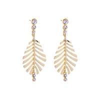 

ed01824c Free Shipping Wholesale Simple Gorgeous Crystal Fashion Jewelry Gold Plated Leaves Earrings for Women