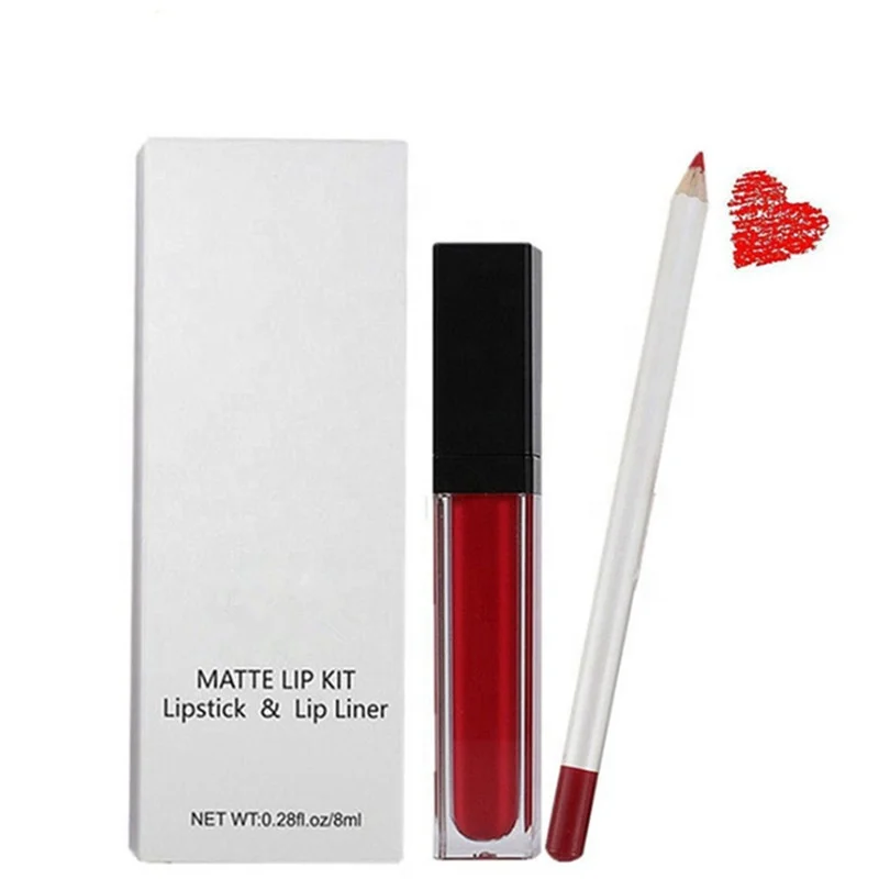 

16 Colors 2in1 private label lip liner pen liquid lipstick kit set custom logo wholesale