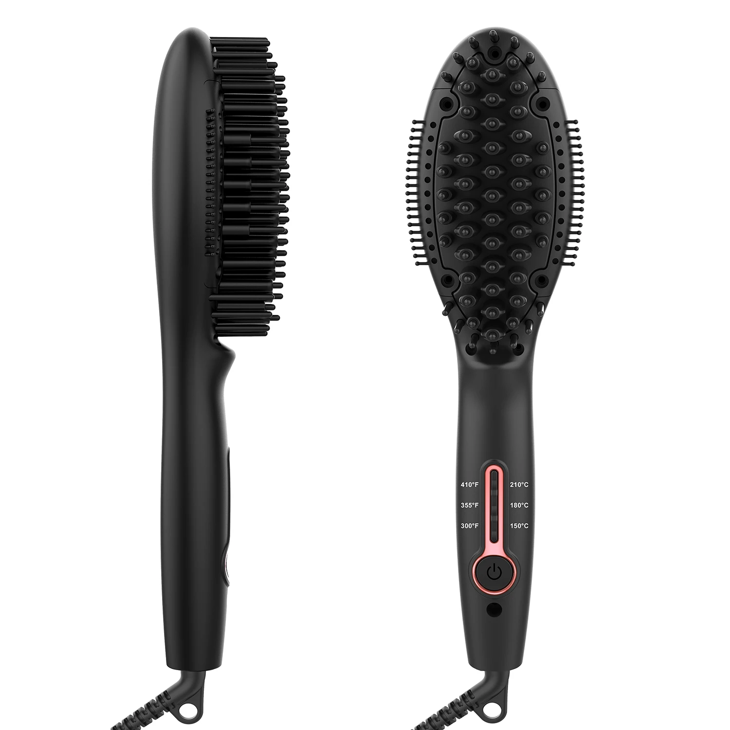 

2021 Amazon 2-in-1 Ceramic Straightening Brush Hot Comb with Anti-Scald Feature Auto Temperature Lock, Black