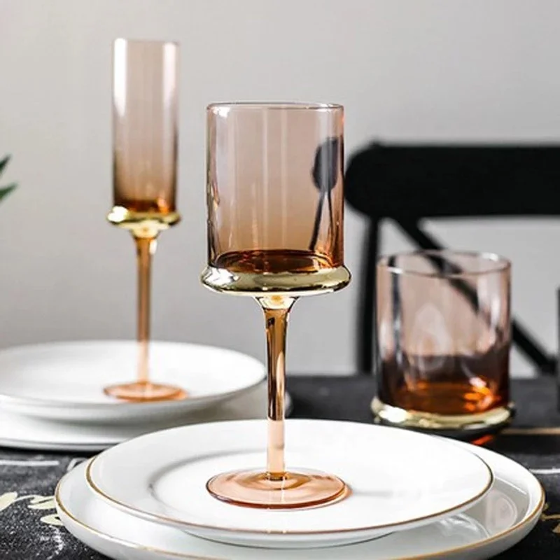 

ins style Nordic European style dinner party gold hotel home champagne flute glasses