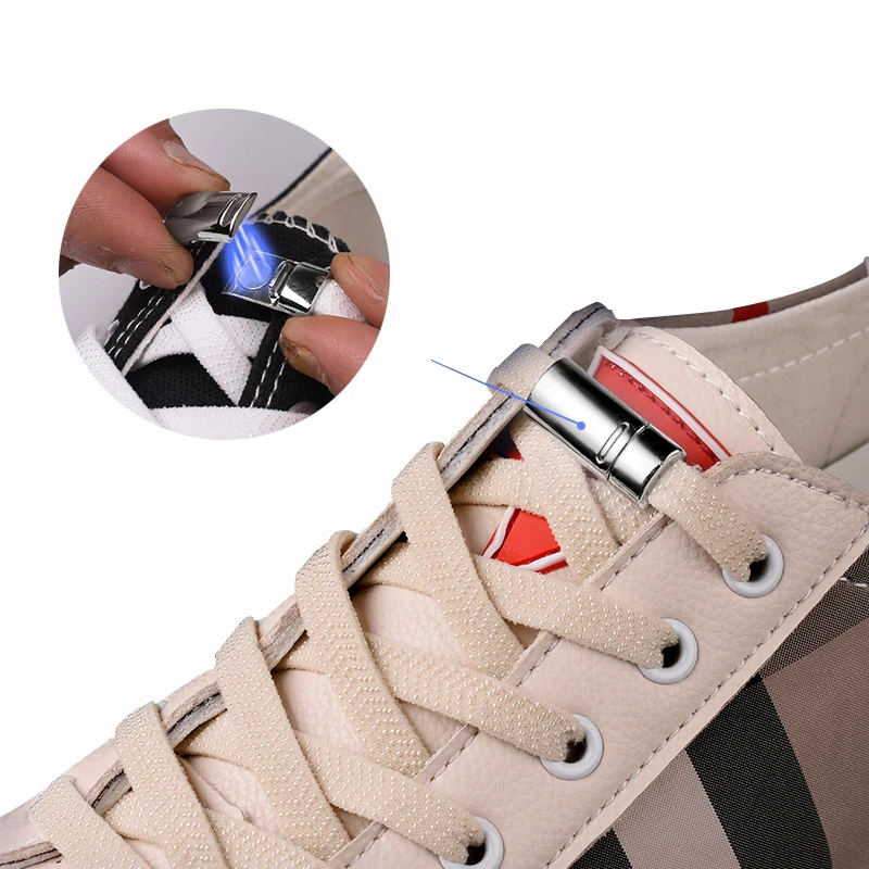 

Factory direct wholesale price Creative Quick No Tie Shoe laces Sneakers Shoe Laces Elastic Magnetic 1 Second Locking Shoelace
