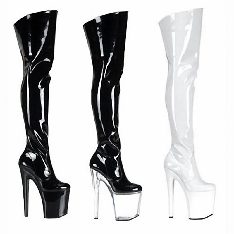 

Women's Pole Dance Shoes Long Boots Sexy Ladies Nightclub Striptease Boots with 20cm Heels, Black,gold,silvery