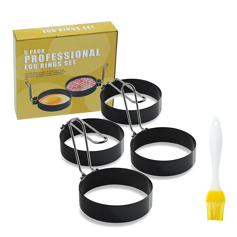 

Round Omelette Ring Stainless Steel Breakfast Omelette Kitchen Utensils, Black