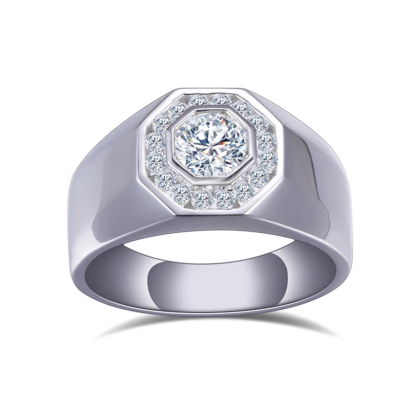 

Custom Jewelry 10K Gold Men Ring Hexagon Cut Moissanite Diamond Ring