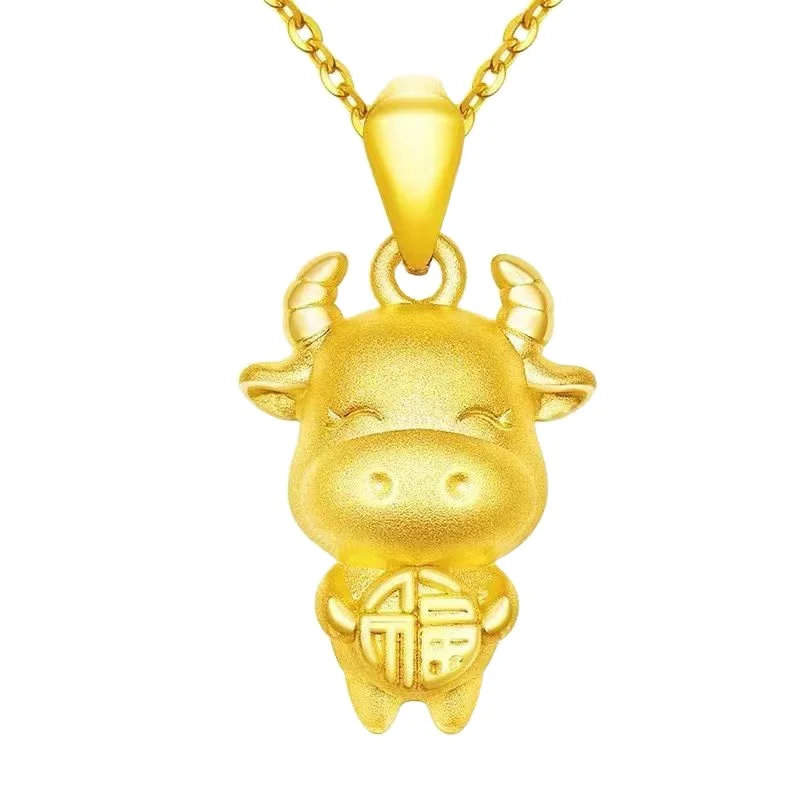 

Zhou's Same Style Of Fu Niu Shajin 12 Zodiac Pendant Zodiac Fu Niu Clavicle Chain Spongebob Couple Necklace Wholesale