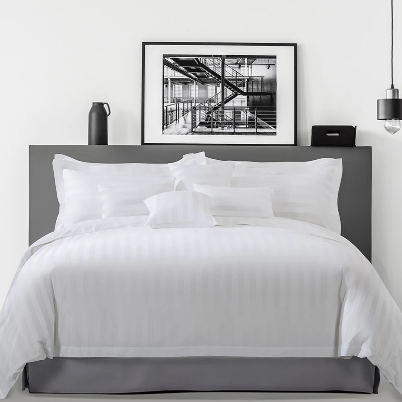 

Factory Price Plain White Luxury 100% Cotton 6Pcs King Size Hotel Bedding Set