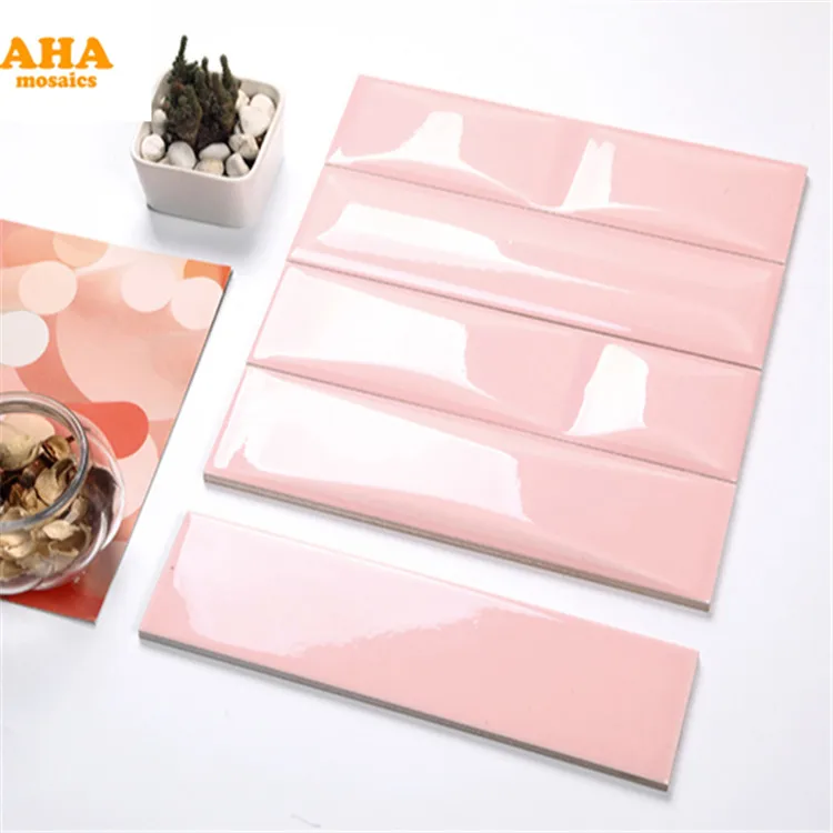 Wholesale Pink Square Subway Porcelain 3d Bathroom Wall Tile Stickers
