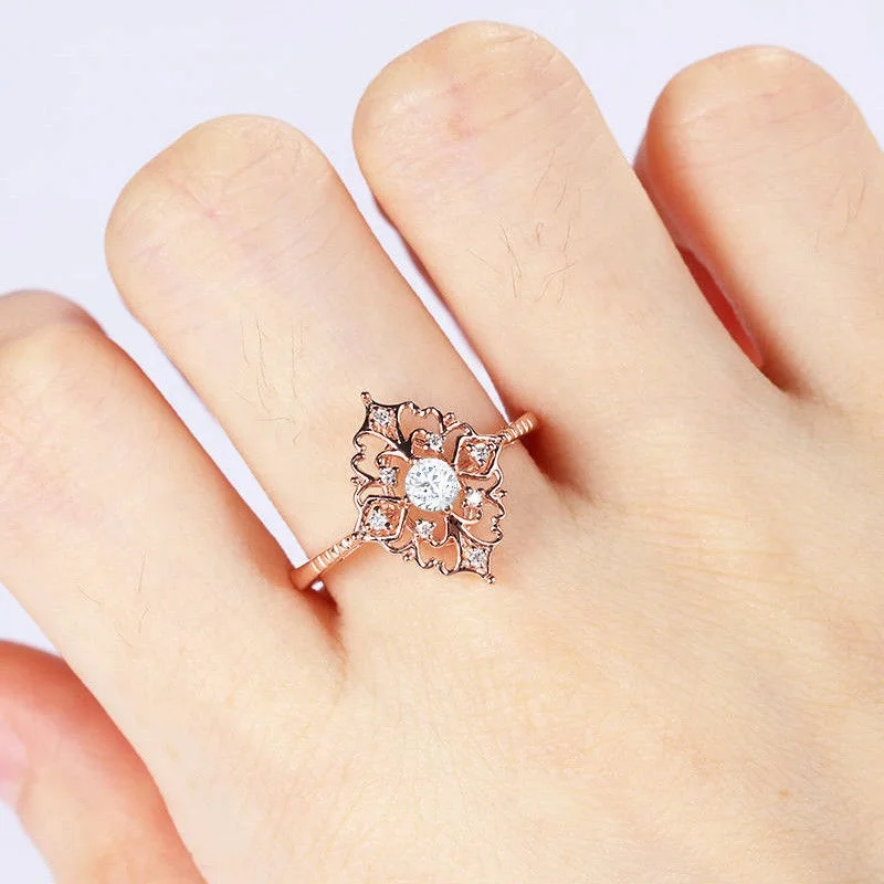 

Wholesale classic womens CZ zirconia rose gold engagement finger jewelry rings