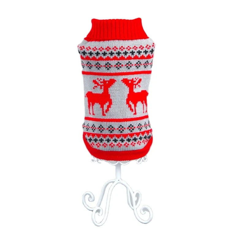 

Snowflake Winter Spring Dog Jumper Christmas Cat Dog Sweater Pet Clothes, Red, grey