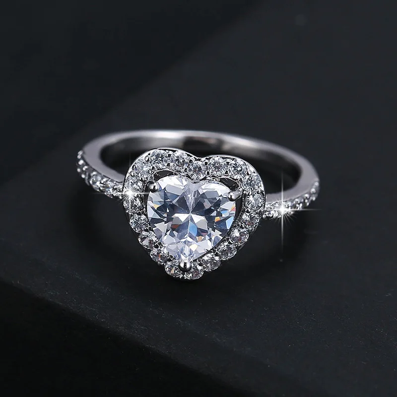 

Fashionable and exquisite love copper set zircon ring versatile elegant simple ring temperament accessories female, Colors