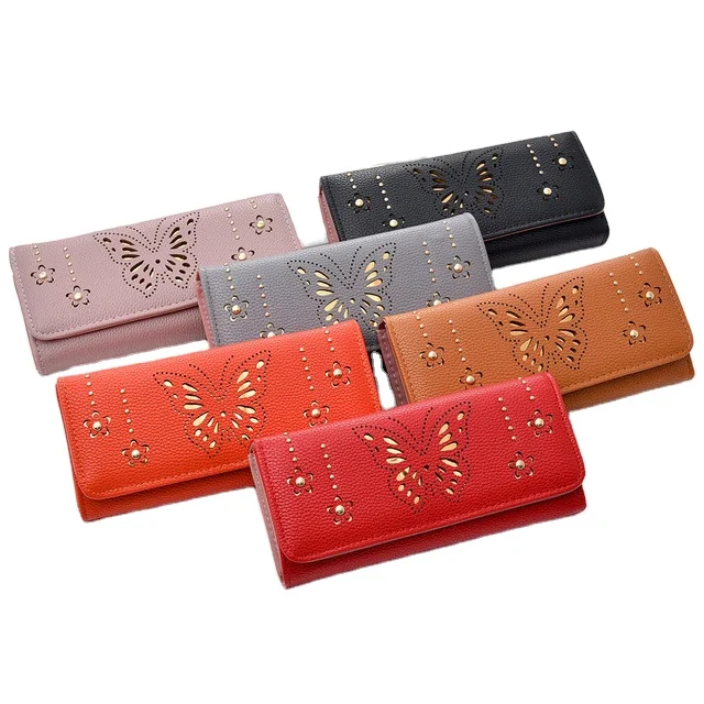 

Fashion Hollow out butterfly Purse wallet women Long money bags travel wallet