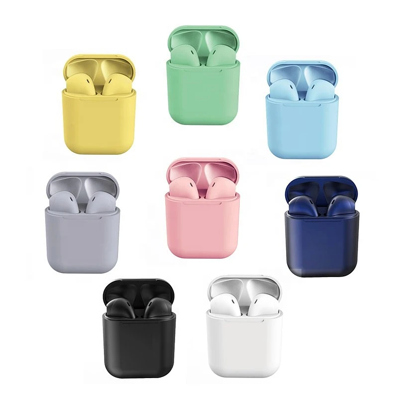 

macaron inpods 12 waterproof earphone wireless headphones earbuds inpods 12 tws with charging case, White
