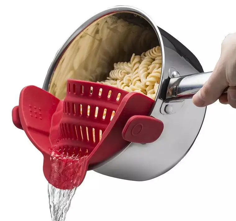 

silicone Snap and Strain Clip on Strainer Fits All the Pot and Bowls for Spaghetti Pasta Noodles and Fruits, Customized