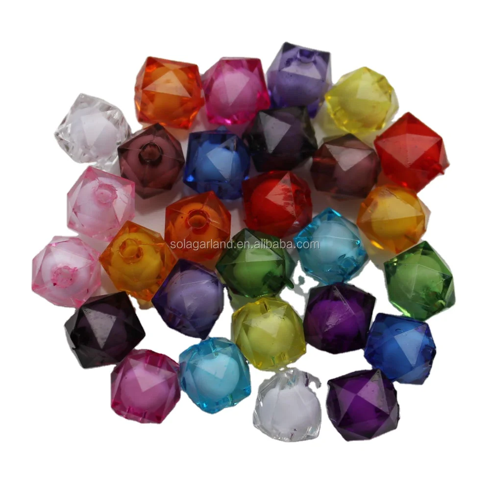 

Wholesale 8MM 10MM 12MM 16MM Acrylic Loose Two-double Faceted Square Bead Charm DIY Craft Accessory