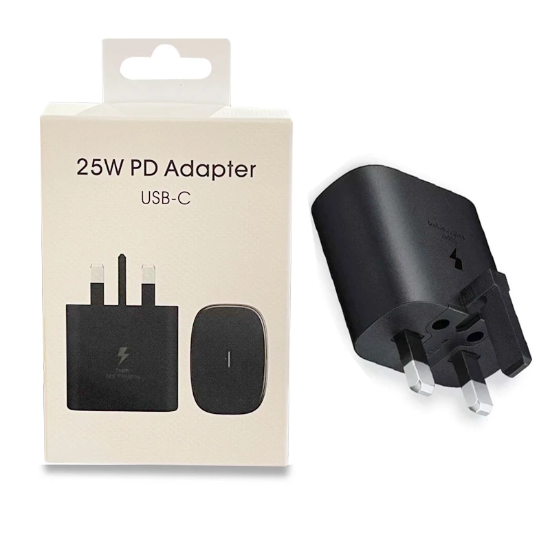 

2021 USB C Charger 25W PD Adapter UK Plug NOTE10 Type C Fast Charging for samsung, Black white