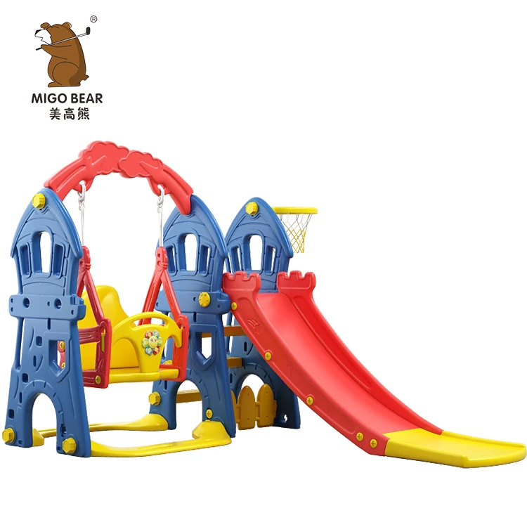 

Wholesale kids Indoor new design toy Plastic Toddler Baby Play Slide and Swing Set, Blue/pink/blue red yellow