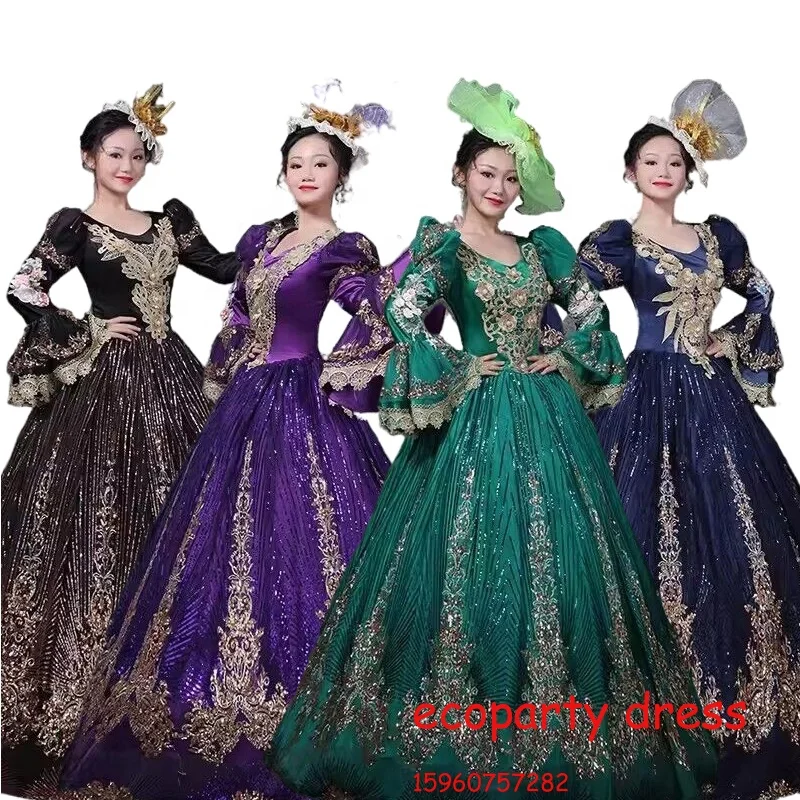 

Gothic Baroque Marie Antoinette Ball Gown 18th Century Renaissance Historical Period Dresses Include Headdresses