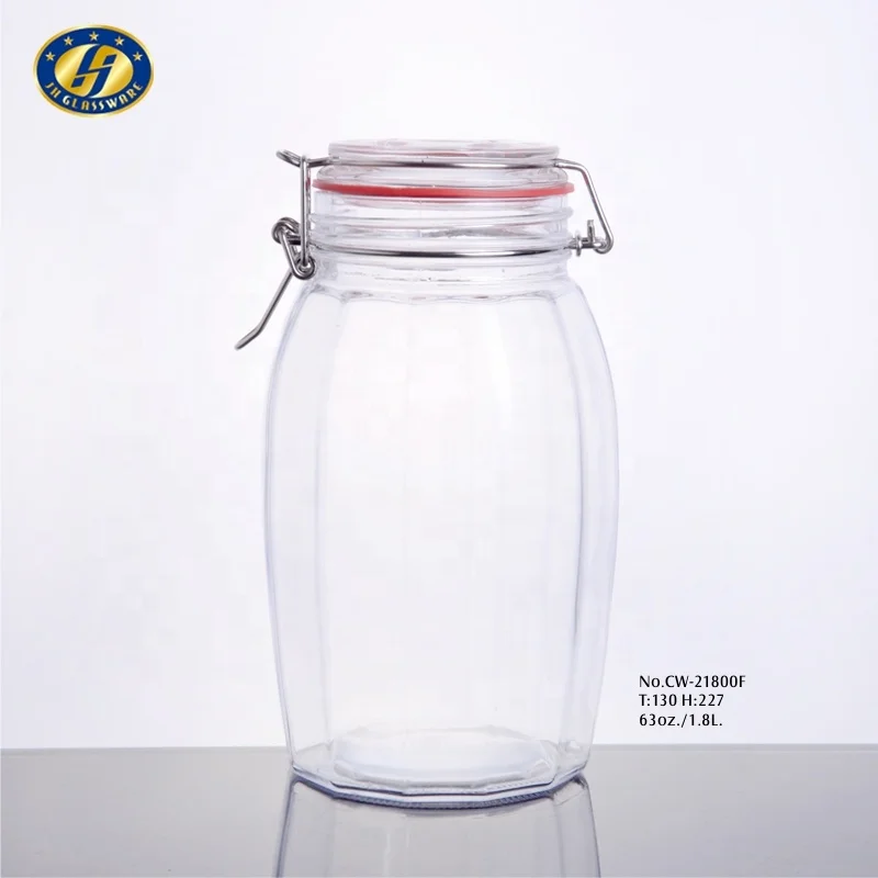 

1.8L Kitchen Canning Cereal Spice Storage Jar Storage Container Jar Glass Jar Storage With Preserving Seal Wire Clip Fastening