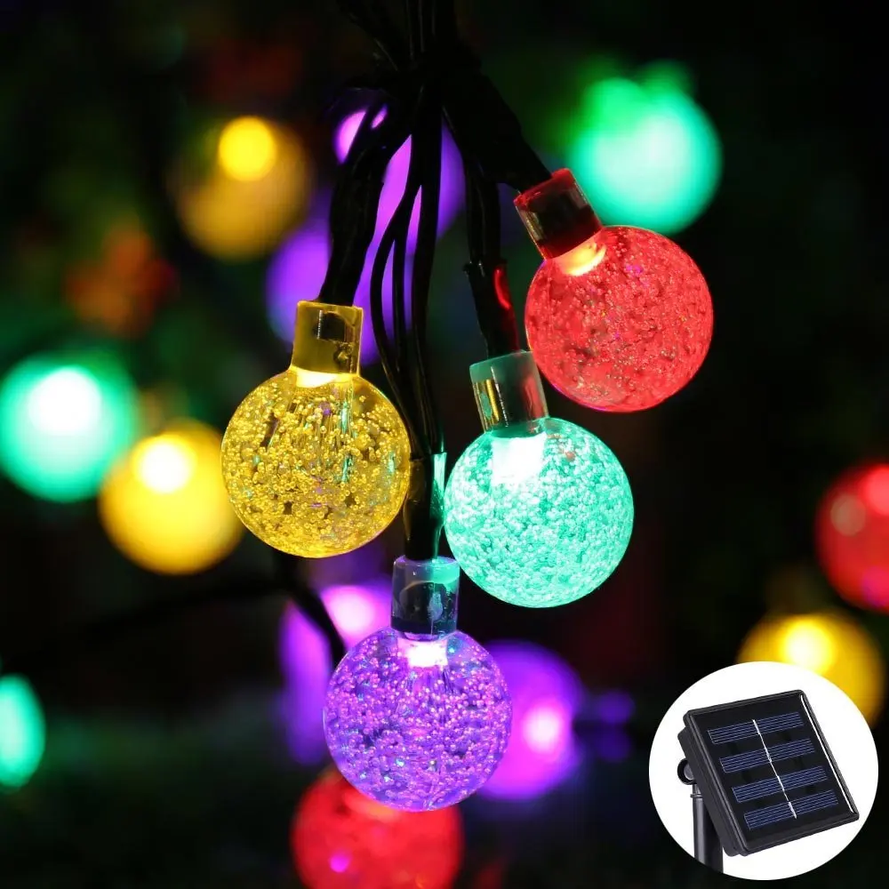 Top Selling Crystal Ball Water drop Icicle Solar Power Indoor and outdoor Holiday Light Christmas Decoration LED Christmas Light