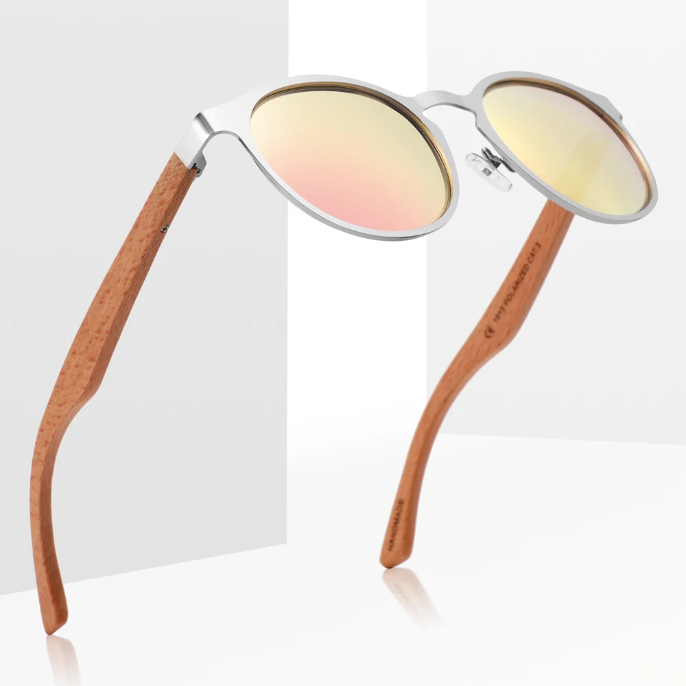 

Custom Logo Metal Frame Wood Sunglasses Uv 400 Polarized Lens Sunglasses New Arrivals Wooden Temples 2023