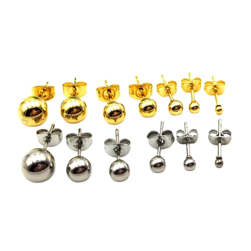 

Hypoallergenic Ball Stud Earring Posts Stainless Steel Stainless Steel Ball stud earring jewelry for women With Backs 6mm 4mm