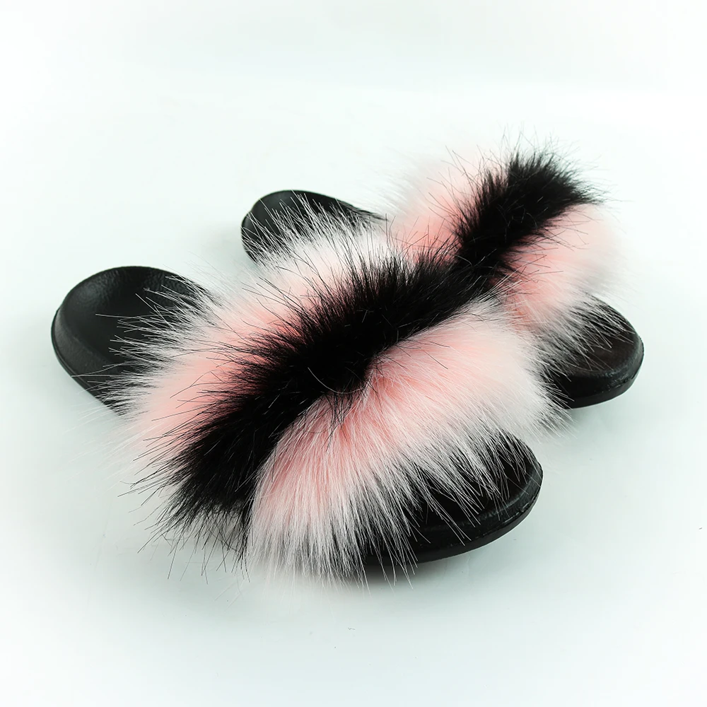 

Dropshipping 2022 popular Wholesale Furry Plush Women Imitation FOX Faux fur Slides Slippers