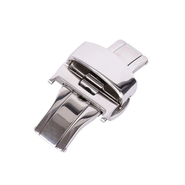

16 - 24mm Solid Stainless Steel Double Push Button Deployment Buckle Fold Watch Butterfly Clasp Buckle, Siliver, gold, black, rose gold