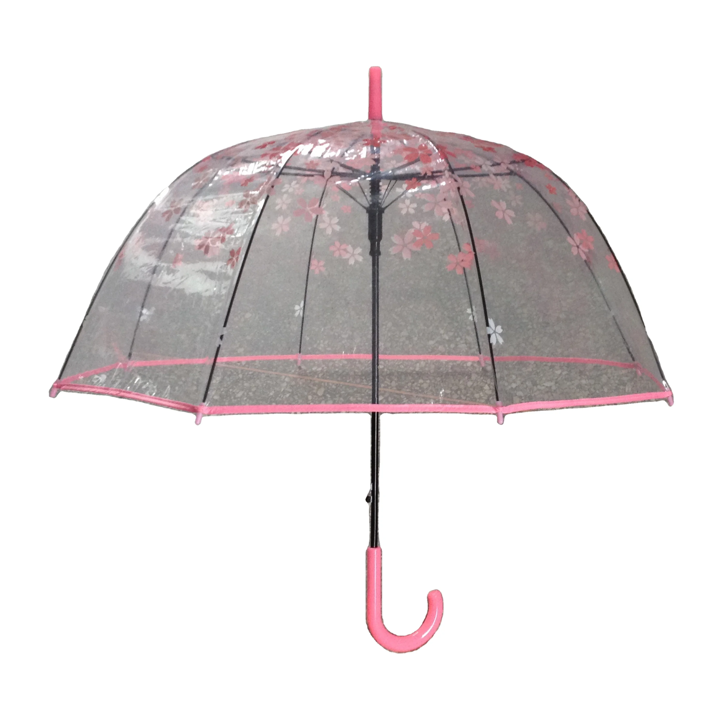 

Straight umbrella clear manual open customized print korean transparent umbrella dome shape, Pantone color