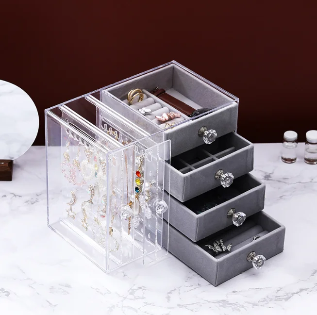 

Transparent Acrylic Earrings Bracelet Necklace Jewelry Box Storage Box Multi Layered Accessories Finishing Box